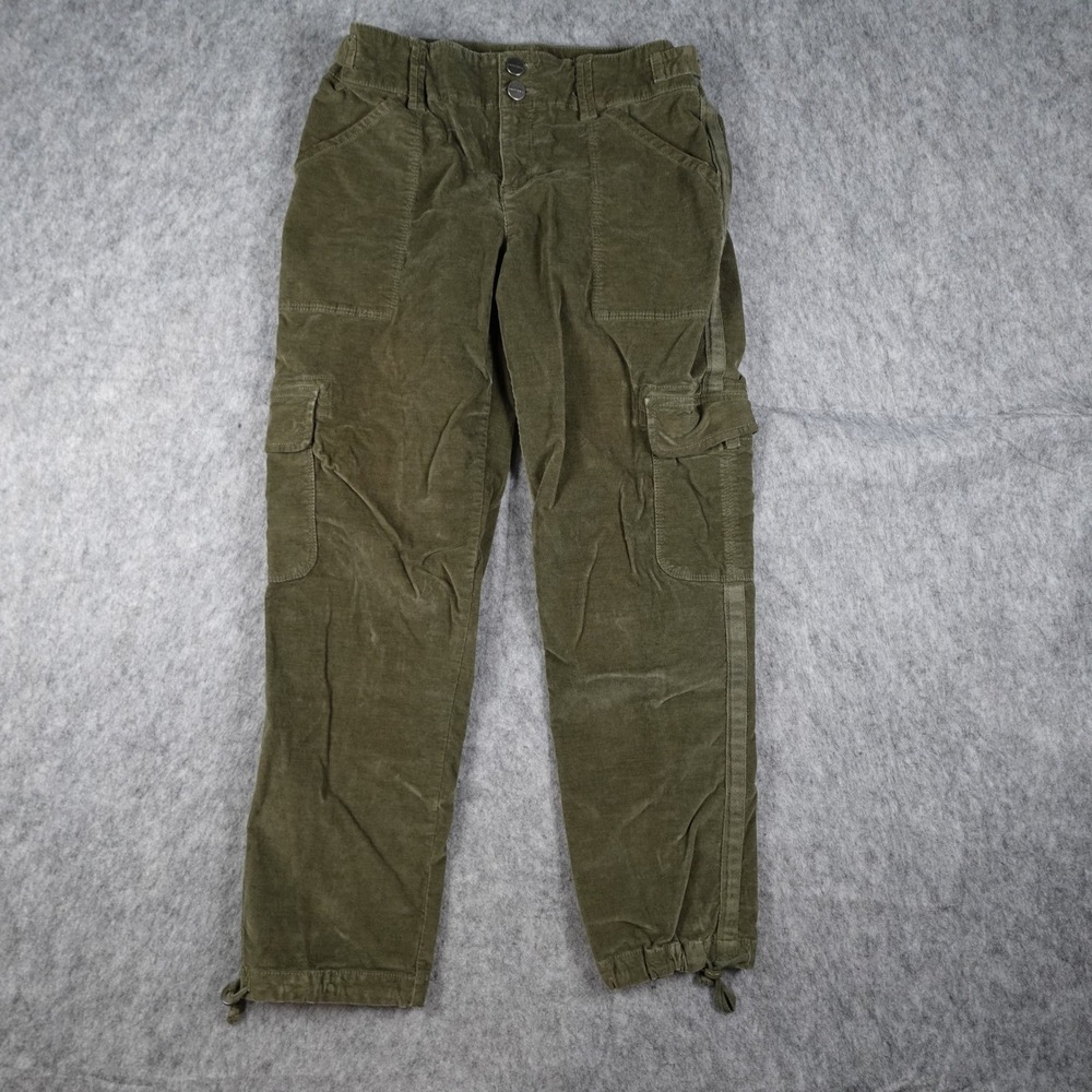 Sanctuary Pants Women 26 Green Corduroy Cargo Utility Stretch Gorpcore